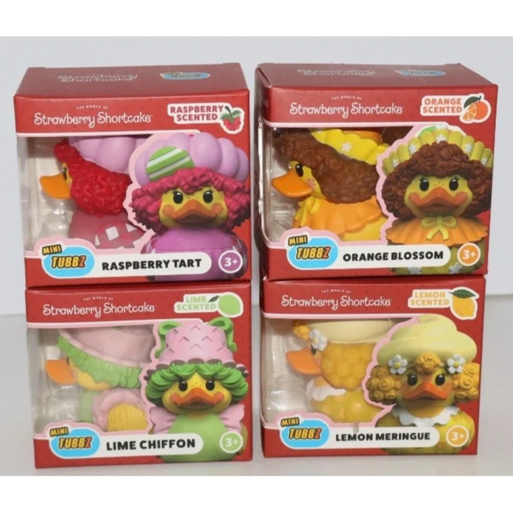 Tubbz STRAWBERRY SHORTCAKE Mini Rubber Scented Ducks Lot of 4 NEW